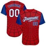 Personalized Red White-Royal 3D Pattern Design Spider Web Authentic Baseball Jersey Team Custom Name and Number