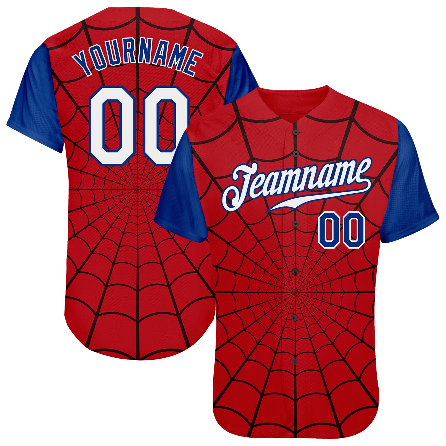 Personalized Red White-Royal 3D Pattern Design Spider Web Authentic Baseball Jersey Team Custom Name and Number