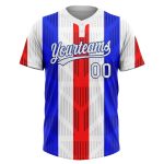 Personalized Red White-Royal 3D Pattern Two-Button Unisex Softball Jersey Team Custom Name and Number