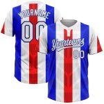 Personalized Red White-Royal 3D Pattern Two-Button Unisex Softball Jersey Team Custom Name and Number