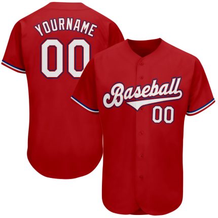 Personalized Red White-Royal Authentic Baseball Jersey