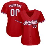 Personalized Red White-Royal Authentic Baseball Jersey