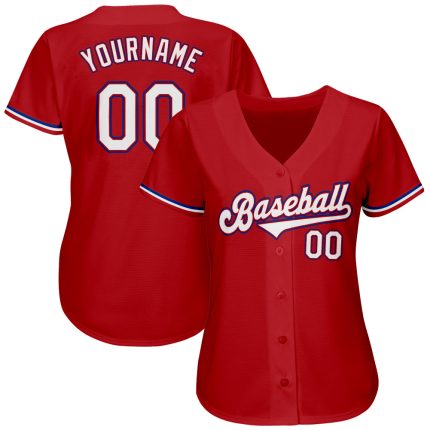 Personalized Red White-Royal Authentic Baseball Jersey