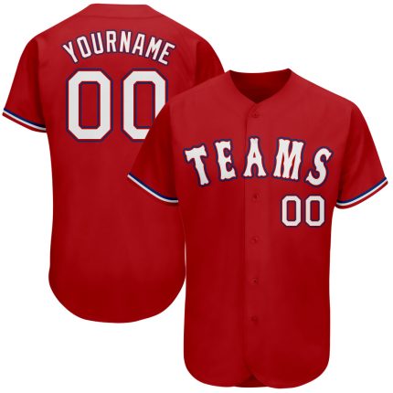 Personalized Red White-Royal Authentic Baseball Jersey Team Custom Name and Number
