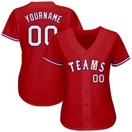 Personalized Red White-Royal Authentic Baseball Jersey Team Custom Name and Number