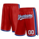 Personalized Red White-Royal Authentic Basketball Shorts Team Custom Name and Number