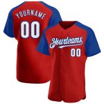 Personalized Red White-Royal Authentic Raglan Sleeves Baseball Jersey Team Custom Name and Number