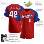 Personalized Red White-Royal Authentic Raglan Sleeves Baseball Jersey Team Custom Name and Number