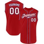 Personalized Red White-Royal Authentic Sleeveless Baseball Jersey Team Custom Name and Number