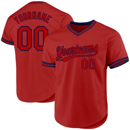 Personalized Red White-Royal Authentic Throwback Baseball Jersey Team Custom Name and Number