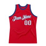 Personalized Red White-Royal Authentic Throwback Basketball Jersey