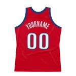 Personalized Red White-Royal Authentic Throwback Basketball Jersey
