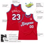 Personalized Red White-Royal Authentic Throwback Basketball Jersey Team Custom Name and Number