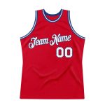 Personalized Red White-Royal Authentic Throwback Basketball Jersey Team Custom Name and Number