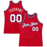 Personalized Red White-Royal Authentic Throwback Basketball Jersey Team Custom Name and Number