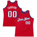 Personalized Red White-Royal Authentic Throwback Basketball Jersey