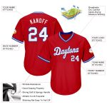 Personalized Red White-Royal Authentic Throwback Rib-Knit Baseball Jersey Shirt