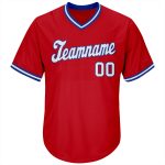 Personalized Red White-Royal Authentic Throwback Rib-Knit Baseball Jersey Shirt