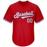 Personalized Red White-Royal Authentic Throwback Rib-Knit Baseball Jersey Shirt Team Custom Name and Number