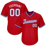 Personalized Red White-Royal Authentic Throwback Rib-Knit Baseball Jersey Shirt