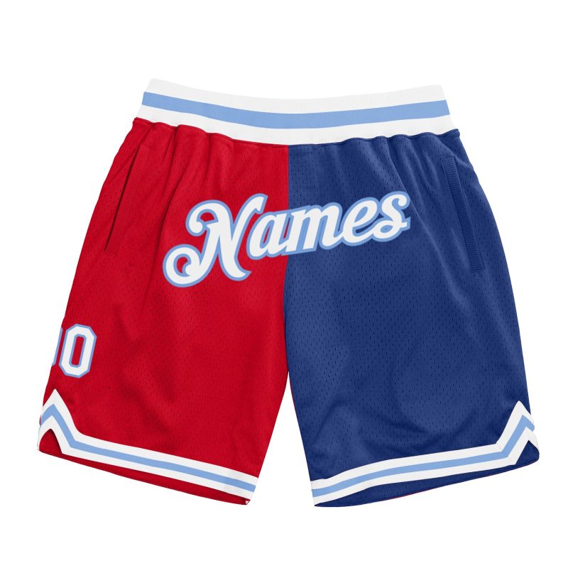 Personalized Red White-Royal Authentic Throwback Split Fashion Basketball Shorts