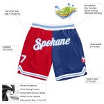 Personalized Red White-Royal Authentic Throwback Split Fashion Basketball Shorts