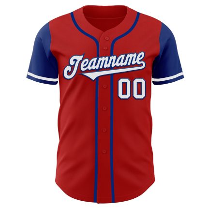 Personalized Red White-Royal Authentic Two Tone Baseball Jersey Team Custom Name and Number