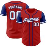 Personalized Red White-Royal Authentic Two Tone Baseball Jersey Team Custom Name and Number