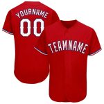 Personalized Red White-Royal Baseball Jersey