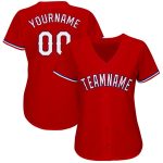 Personalized Red White-Royal Baseball Jersey