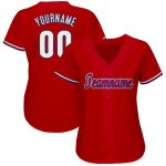 Personalized Red White-Royal Baseball Jersey Team Custom Name and Number