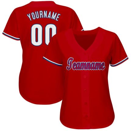 Personalized Red White-Royal Baseball Jersey Team Custom Name and Number