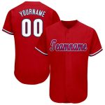 Personalized Red White-Royal Baseball Jersey Team Custom Name and Number