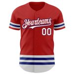 Personalized Red White-Royal Line Authentic Baseball Jersey Team Custom Name and Number