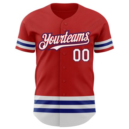 Personalized Red White-Royal Line Authentic Baseball Jersey Team Custom Name and Number