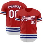 Personalized Red White-Royal Line Authentic Baseball Jersey Team Custom Name and Number