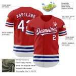 Personalized Red White-Royal Line Authentic Baseball Jersey Team Custom Name and Number