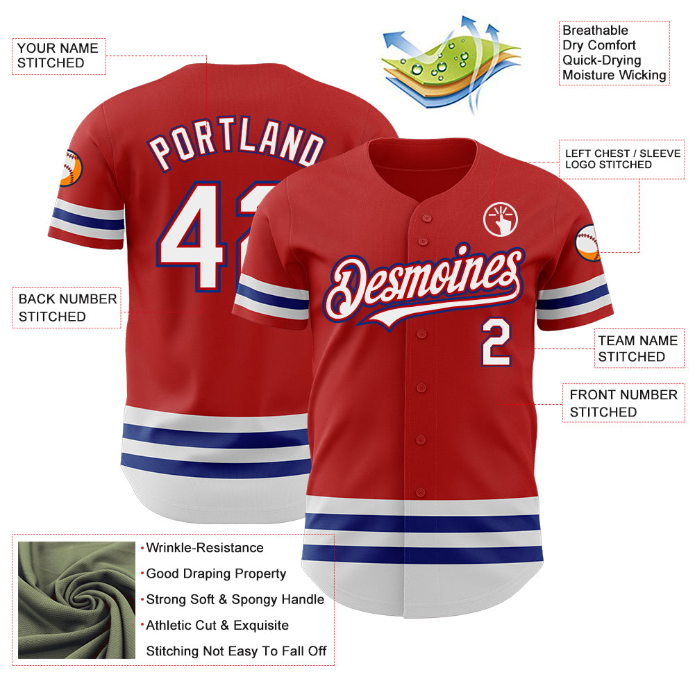 Personalized Red White-Royal Line Authentic Baseball Jersey Team Custom Name and Number Personalized Red White-Royal Line Authentic Baseball Jersey Team Custom Name and Number - Image 3