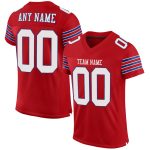 Personalized Red White-Royal Mesh Authentic Football Jersey
