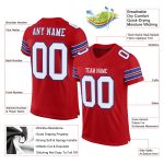 Personalized Red White-Royal Mesh Authentic Football Jersey Team Custom Name and Number