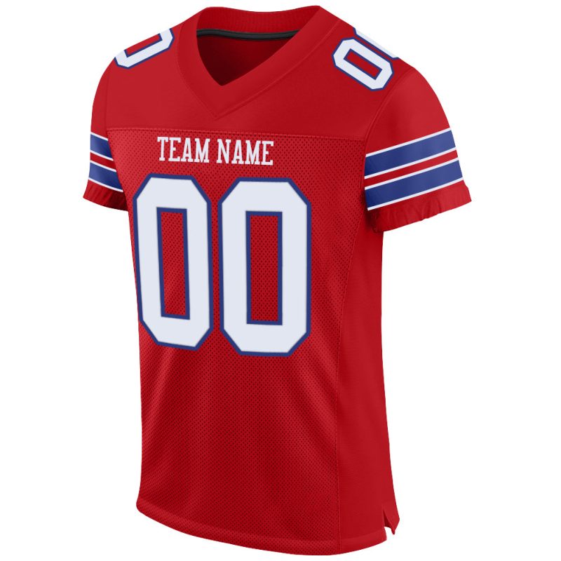 Personalized Red White-Royal Mesh Authentic Football Jersey Team Custom Name and Number