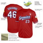 Personalized Red White-Royal Mesh Authentic Throwback Baseball Jersey Team Custom Name and Number