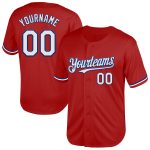 Personalized Red White-Royal Mesh Authentic Throwback Baseball Jersey Team Custom Name and Number