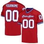 Personalized Red White-Royal Mesh Authentic Throwback Football Jersey Team Custom Name and Number