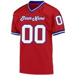 Personalized Red White-Royal Mesh Authentic Throwback Football Jersey Team Custom Name and Number
