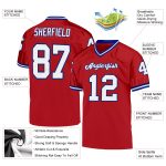 Personalized Red White-Royal Mesh Authentic Throwback Football Jersey Team Custom Name and Number