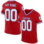 Personalized Red White-Royal Mesh Authentic Throwback Football Jersey