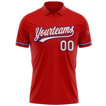 Personalized Red White-Royal Performance Vapor Golf Polo Shirt Team Custom Name and Number
