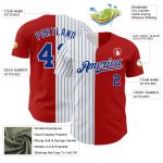 Personalized Red White-Royal Pinstripe Authentic Split Fashion Baseball Jersey Team Custom Name and Number