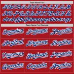 Personalized Red White-Royal Pinstripe Authentic Split Fashion Baseball Jersey Team Custom Name and Number